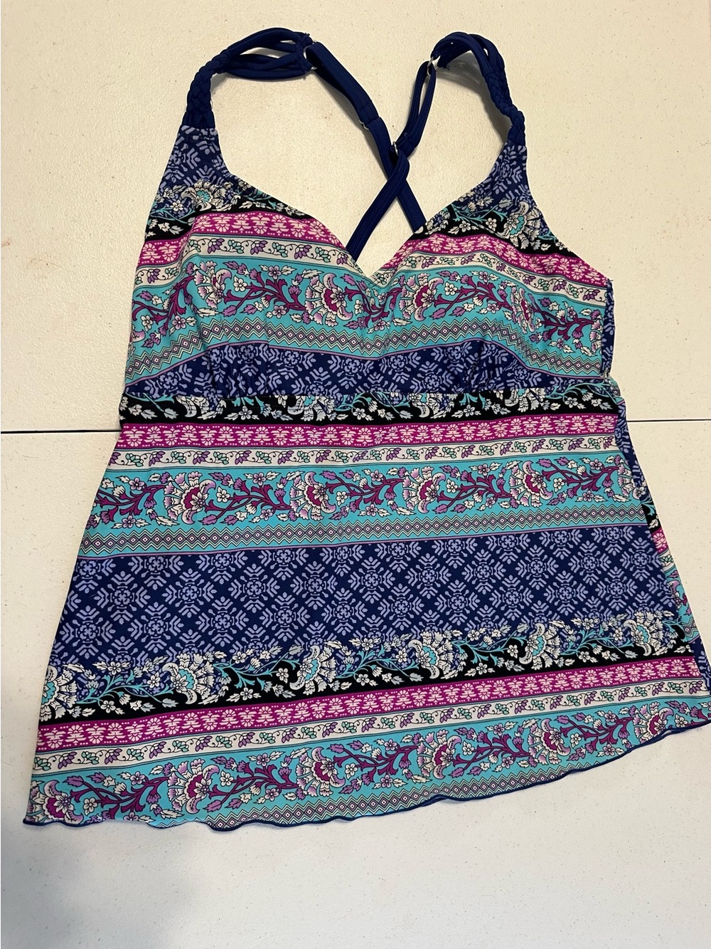 Sweet Escape Size 12 Floral Tankini Swim Top EUC